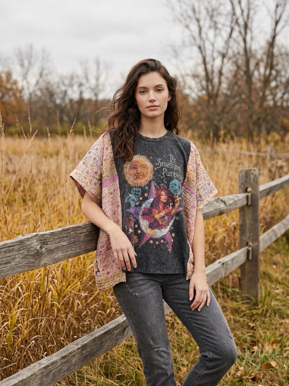 Handcrafted Upcycled Smashing Pumpkins Kantha Tunic NWT One Size
